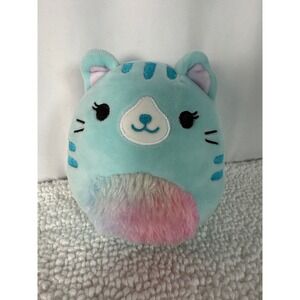 Squishmallows 5" Corrina the Cat Turquoise Blue Pastel‎ Rainbow Tummy